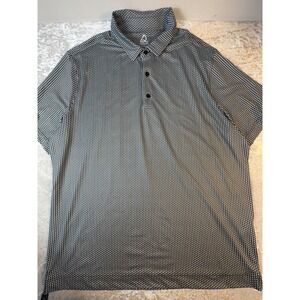 Deolax Polo Shirt Men XXL Black Gray Geometric Print Golf Performance Stretch